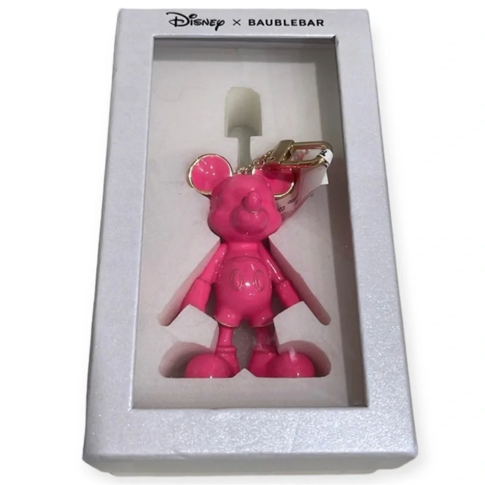 DISNEY x BAUBLEBAR Mickey Mouse Bag Charm Key Holder Pink Enamel Limited Edition